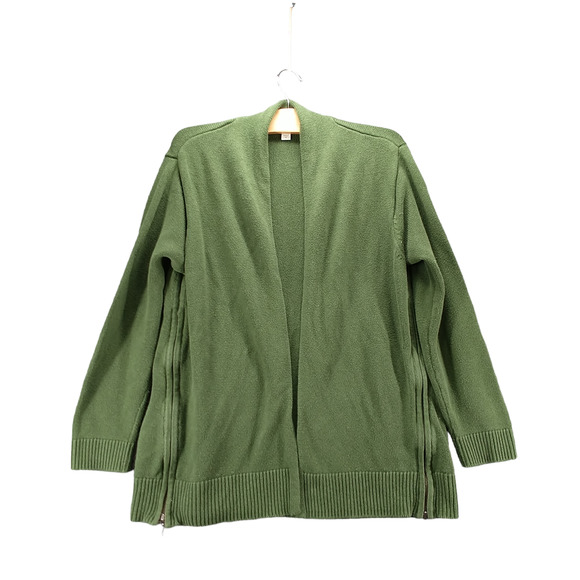 J. Jill Women's Open Front Cardigan Sweater Green Medium Side Zip - Picture 1 of 13